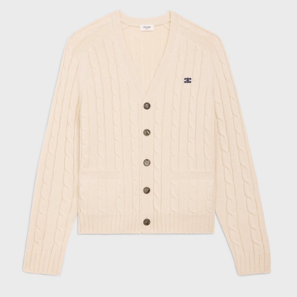 Celine Triomphe Sweater in Cable-Knit Cashmere